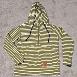 & Striped Green and White Hoodie
